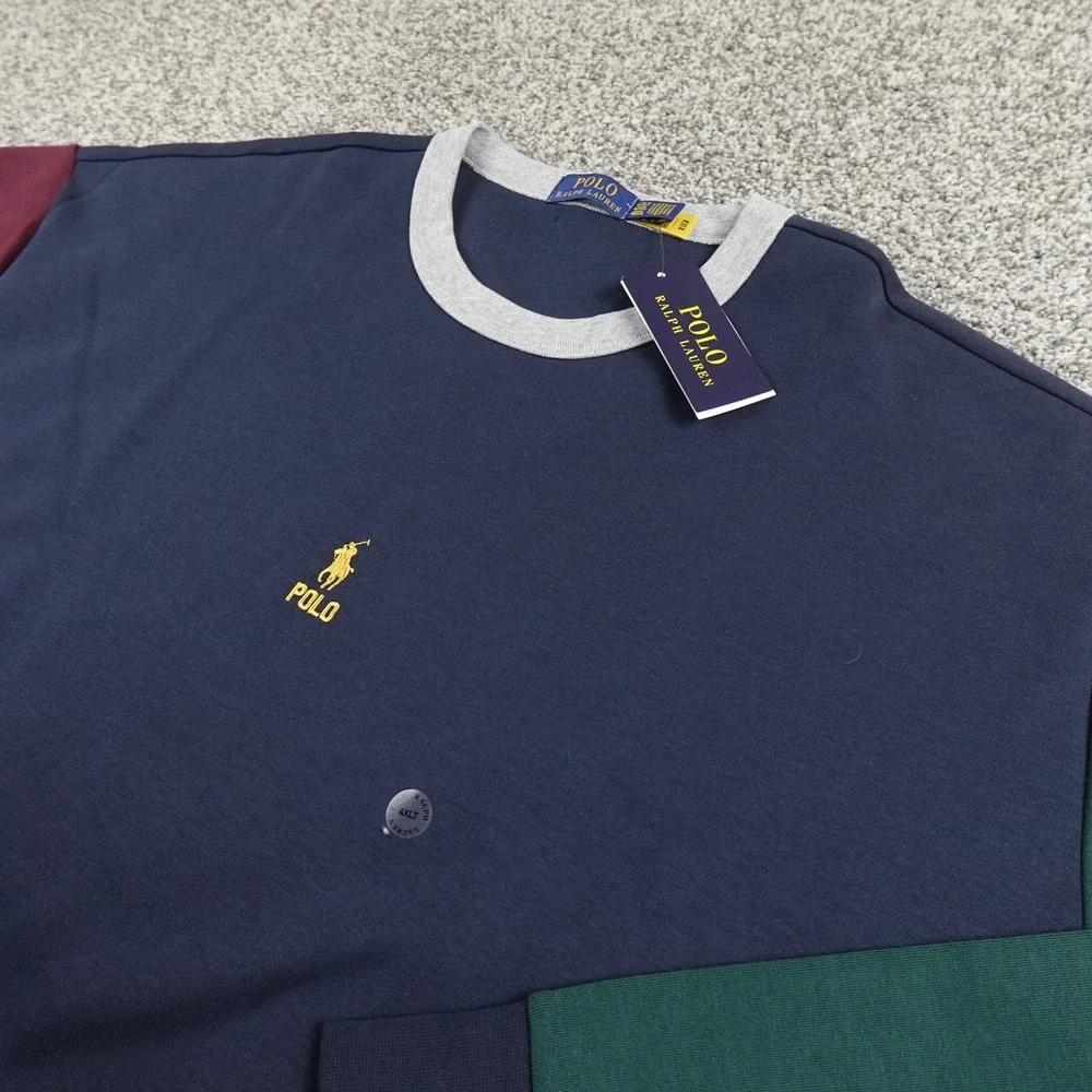 NEW Polo Ralph Lauren Sweatshirt Mens 4XLT Colorblock Pony Logo Crewneck Sweater